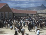At midday on September 21, 1943, a crowd of about 4,000 gathers at the high school to send off 434 prisoners departing for the Tule Lake Segregation Center after the government deemed them "disloyal."